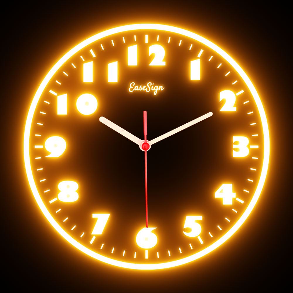 25ck0029 EaseSign Home Decor LED Light Flexible Flex illuminated Neon Wall Clock 7 Colors 10"