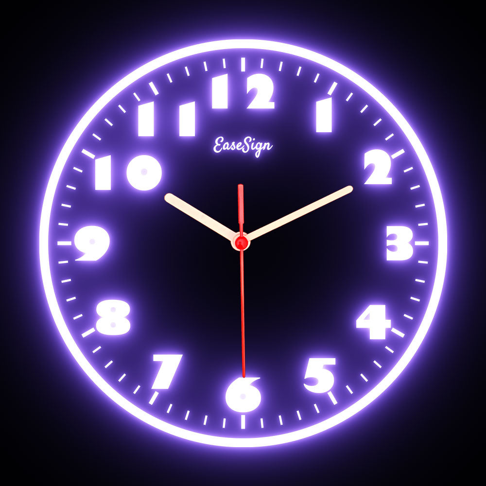 25ck0029 EaseSign Home Decor LED Light Flexible Flex illuminated Neon Wall Clock 7 Colors 10"