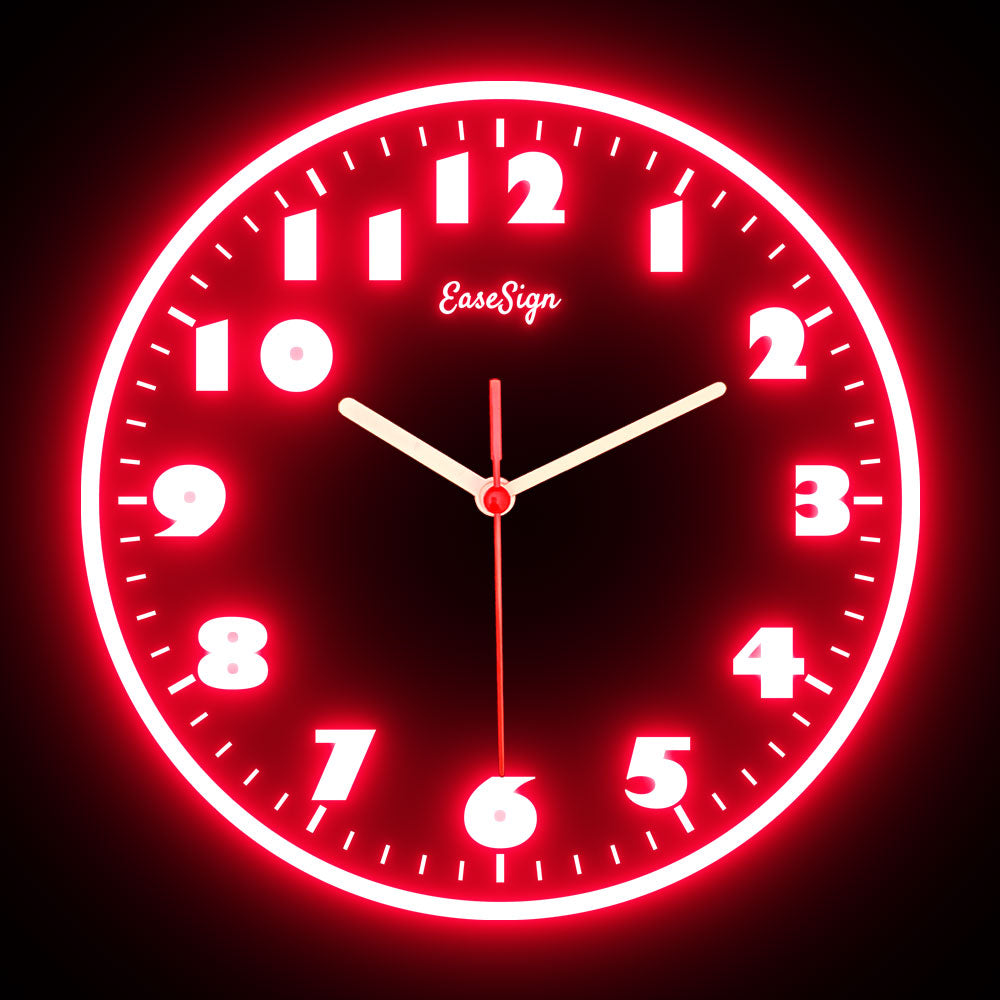 25ck0029 EaseSign Home Decor LED Light Flexible Flex illuminated Neon Wall Clock 7 Colors 10"