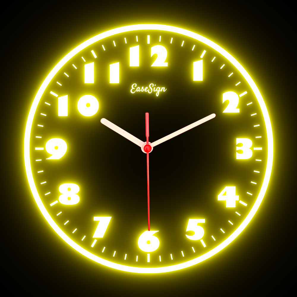 25ck0029 EaseSign Home Decor LED Light Flexible Flex illuminated Neon Wall Clock 7 Colors 10"