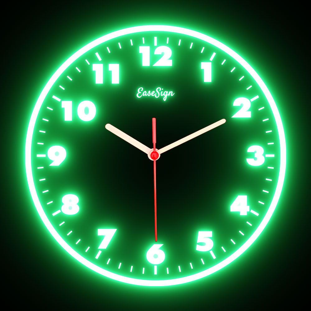 25ck0030 EaseSign Home Decor LED Light Flexible Flex illuminated Neon Wall Clock 7 Colors 10"