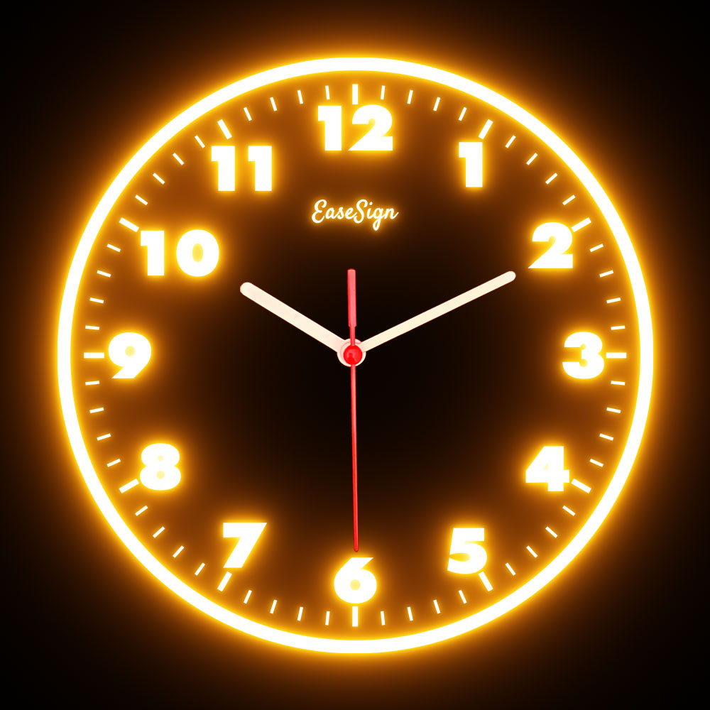 25ck0030 EaseSign Home Decor LED Light Flexible Flex illuminated Neon Wall Clock 7 Colors 10"