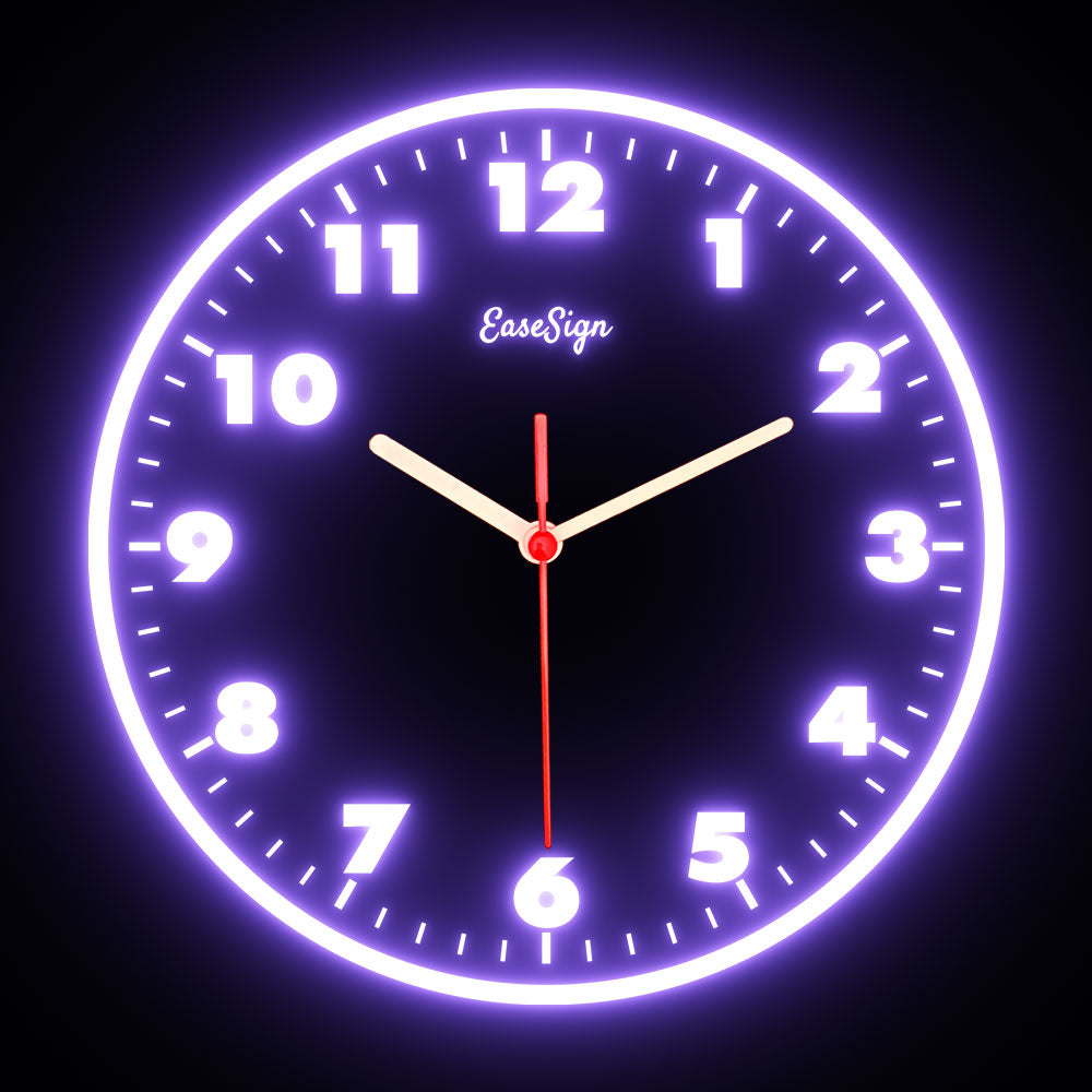 25ck0030 EaseSign Home Decor LED Light Flexible Flex illuminated Neon Wall Clock 7 Colors 10"