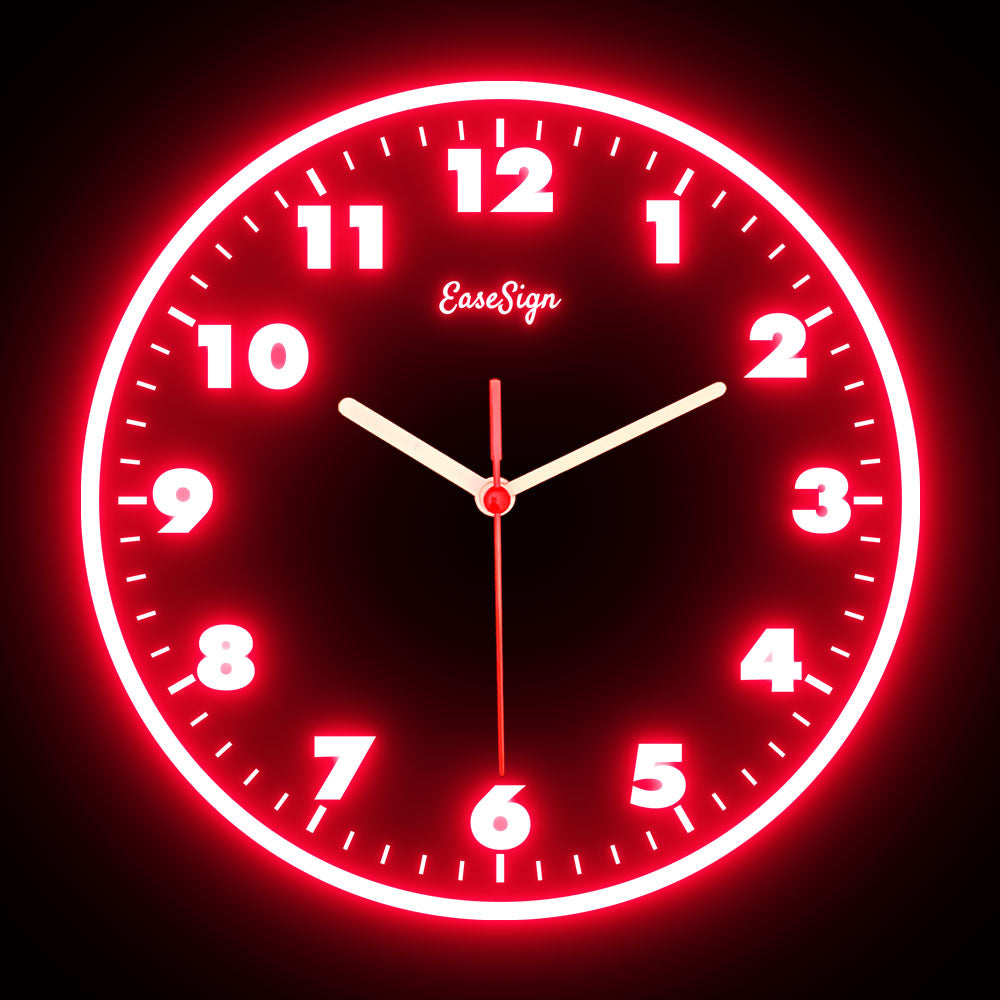 25ck0030 EaseSign Home Decor LED Light Flexible Flex illuminated Neon Wall Clock 7 Colors 10"
