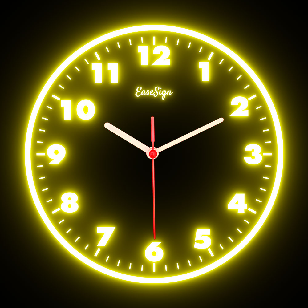 25ck0030 EaseSign Home Decor LED Light Flexible Flex illuminated Neon Wall Clock 7 Colors 10"