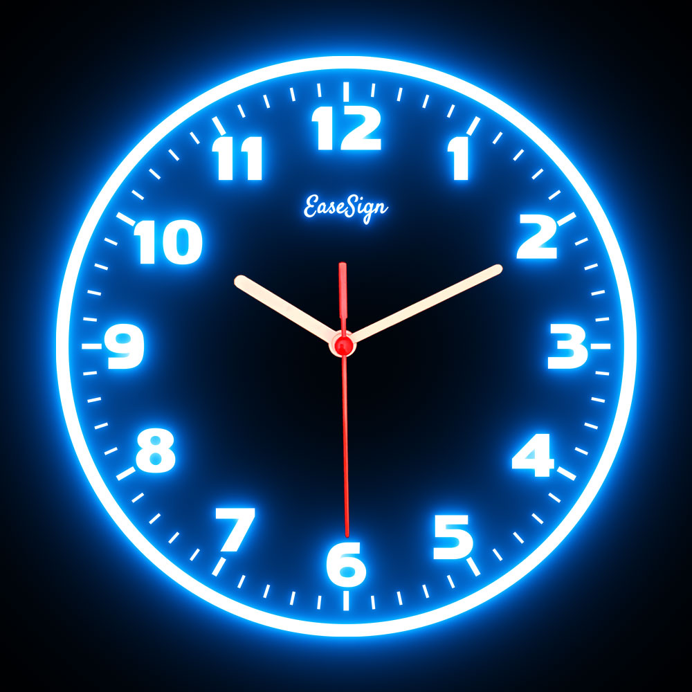 25ck0031 EaseSign Home Decor LED Light Flexible Flex illuminated Neon Wall Clock 7 Colors 10"