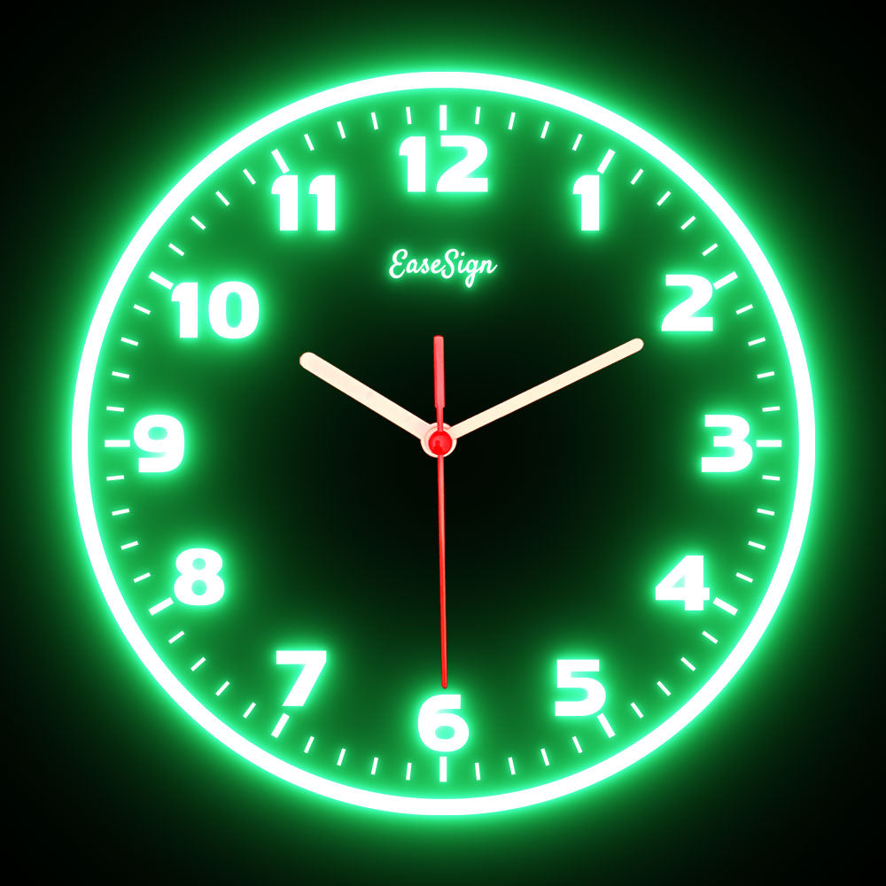 25ck0031 EaseSign Home Decor LED Light Flexible Flex illuminated Neon Wall Clock 7 Colors 10"
