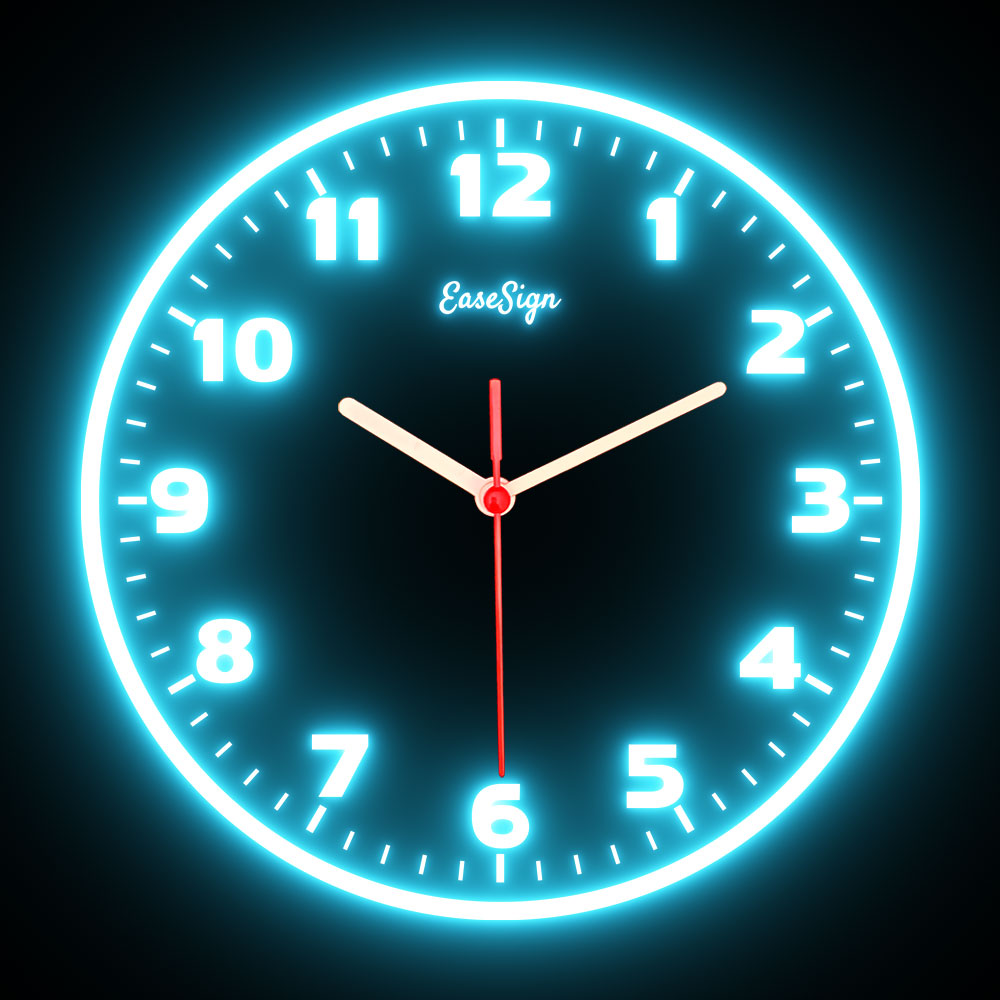 25ck0031 EaseSign Home Decor LED Light Flexible Flex illuminated Neon Wall Clock 7 Colors 10"