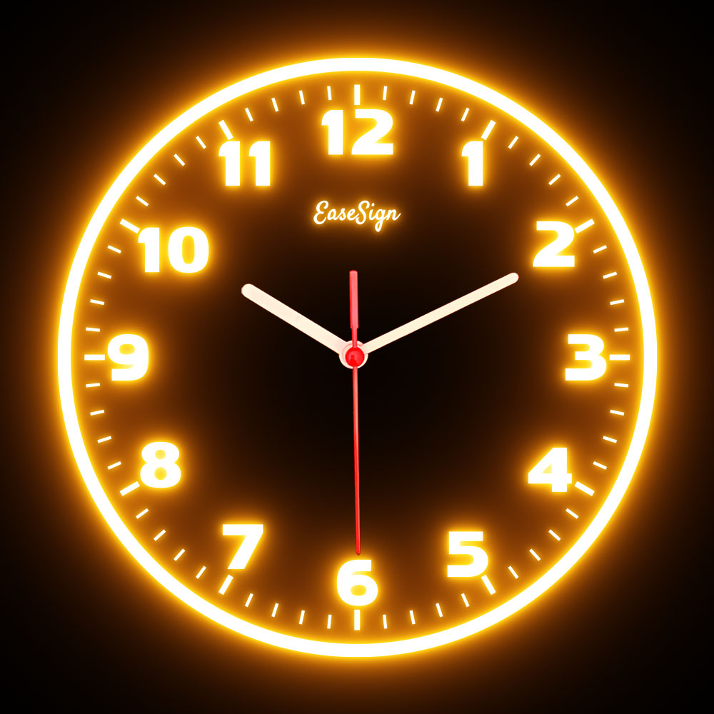 25ck0031 EaseSign Home Decor LED Light Flexible Flex illuminated Neon Wall Clock 7 Colors 10"