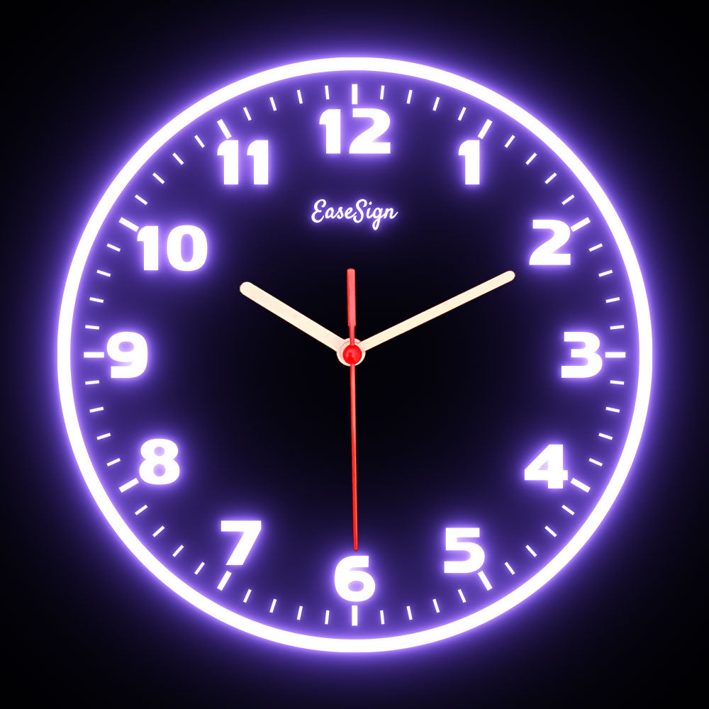 25ck0031 EaseSign Home Decor LED Light Flexible Flex illuminated Neon Wall Clock 7 Colors 10"