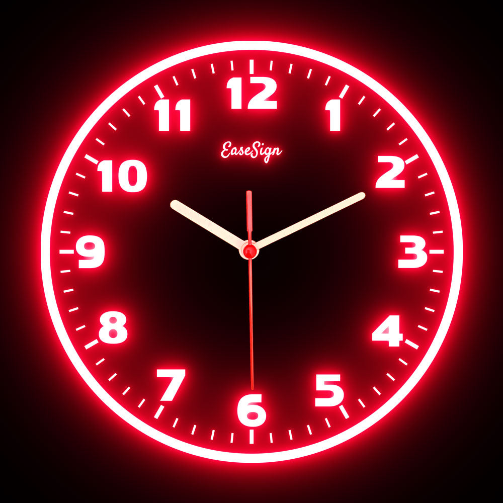 25ck0031 EaseSign Home Decor LED Light Flexible Flex illuminated Neon Wall Clock 7 Colors 10"