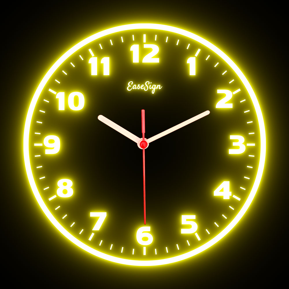 25ck0031 EaseSign Home Decor LED Light Flexible Flex illuminated Neon Wall Clock 7 Colors 10"