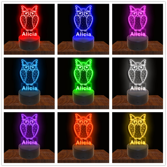 275022 Owl Personalized Custom Neon Sign Night Light Home Decor Bedroom Child Baby Room Display 16 Color By Remote