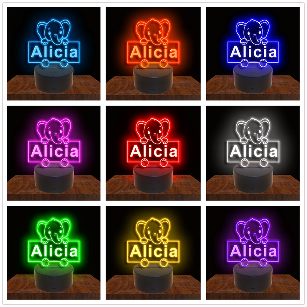275042 Elephant Personalized Custom Neon Sign Night Light Home Decor Bedroom Child Display 16 Color By Remote
