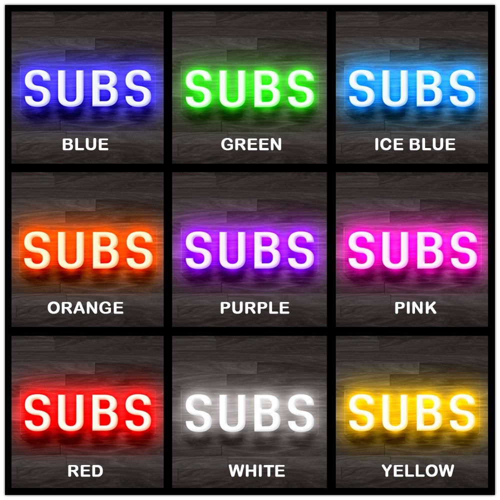 8X0050 Subs Shop Cafe Food Open Decor Display Flexible illuminated Custom Neon Sign