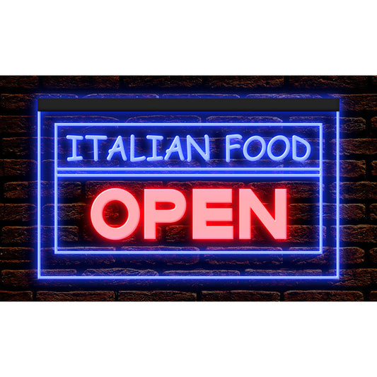 DC110015 OPEN Italian Food Shop Restaurant Cafe Home Decor Display illuminated Night Light Neon Sign Dual Color