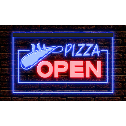 DC110018 OPEN Pizza Shop Cafe Restaurant Bar Home Decor Display illuminated Night Light Neon Sign Dual Color