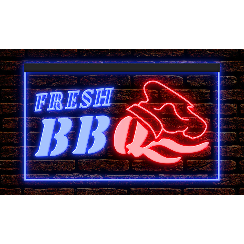 DC110025 Fresh BBQ Bar Grill Cafe Restaurant Open Home Decor Display illuminated Night Light Neon Sign Dual Color