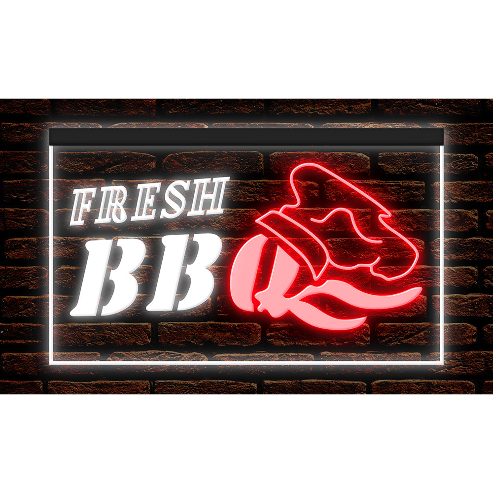 DC110025 Fresh BBQ Bar Grill Cafe Restaurant Open Home Decor Display illuminated Night Light Neon Sign Dual Color