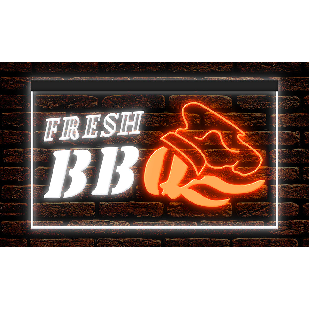 DC110025 Fresh BBQ Bar Grill Cafe Restaurant Open Home Decor Display illuminated Night Light Neon Sign Dual Color