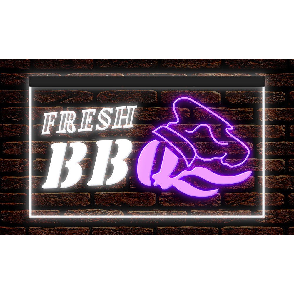 DC110025 Fresh BBQ Bar Grill Cafe Restaurant Open Home Decor Display illuminated Night Light Neon Sign Dual Color