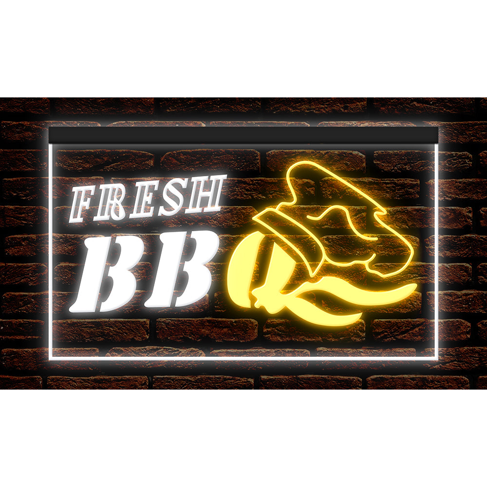 DC110025 Fresh BBQ Bar Grill Cafe Restaurant Open Home Decor Display illuminated Night Light Neon Sign Dual Color