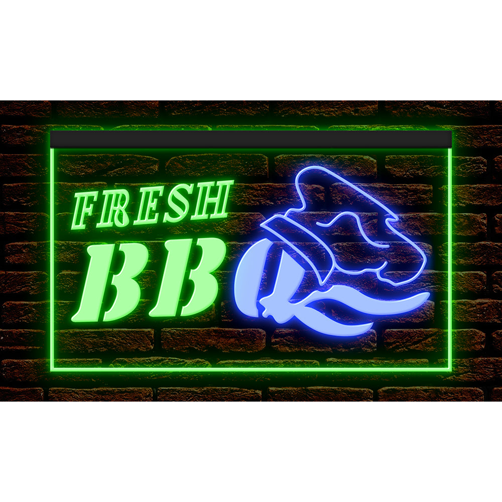 DC110025 Fresh BBQ Bar Grill Cafe Restaurant Open Home Decor Display illuminated Night Light Neon Sign Dual Color