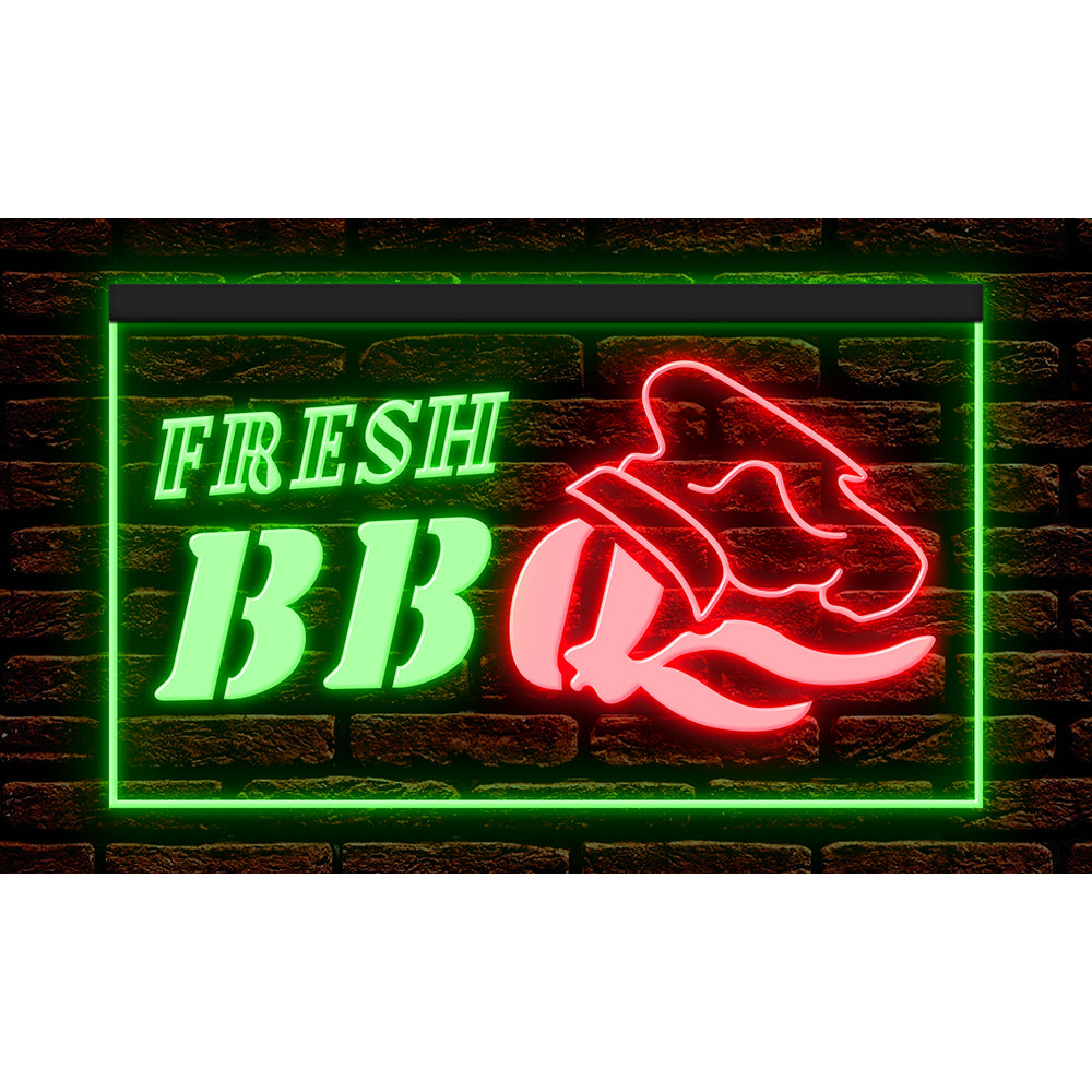 DC110025 Fresh BBQ Bar Grill Cafe Restaurant Open Home Decor Display illuminated Night Light Neon Sign Dual Color