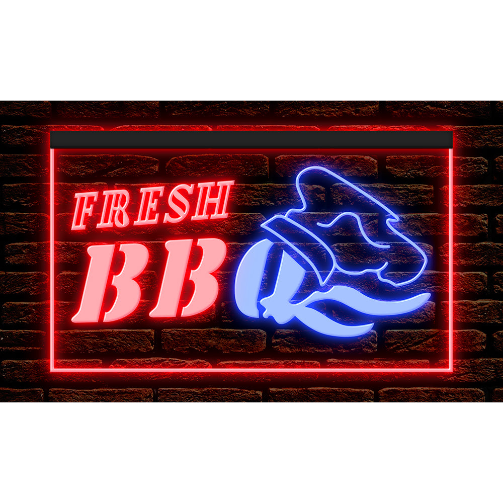 DC110025 Fresh BBQ Bar Grill Cafe Restaurant Open Home Decor Display illuminated Night Light Neon Sign Dual Color