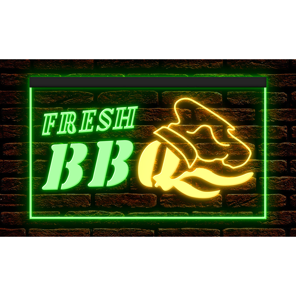 DC110025 Fresh BBQ Bar Grill Cafe Restaurant Open Home Decor Display illuminated Night Light Neon Sign Dual Color