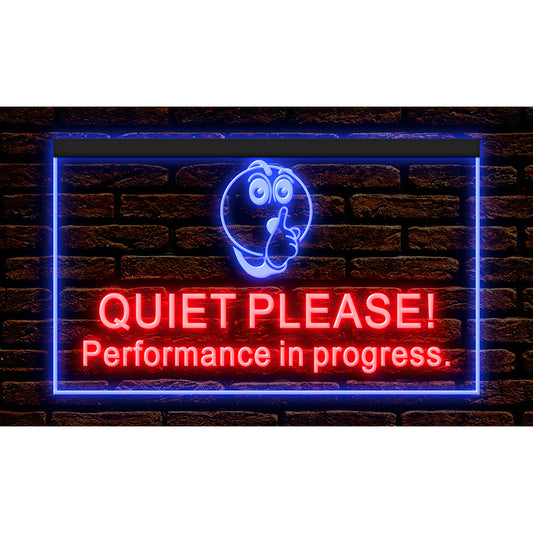 DC120012 Performance in Progress Quiet Please Office Home Decor Display illuminated Night Light Neon Sign Dual Color