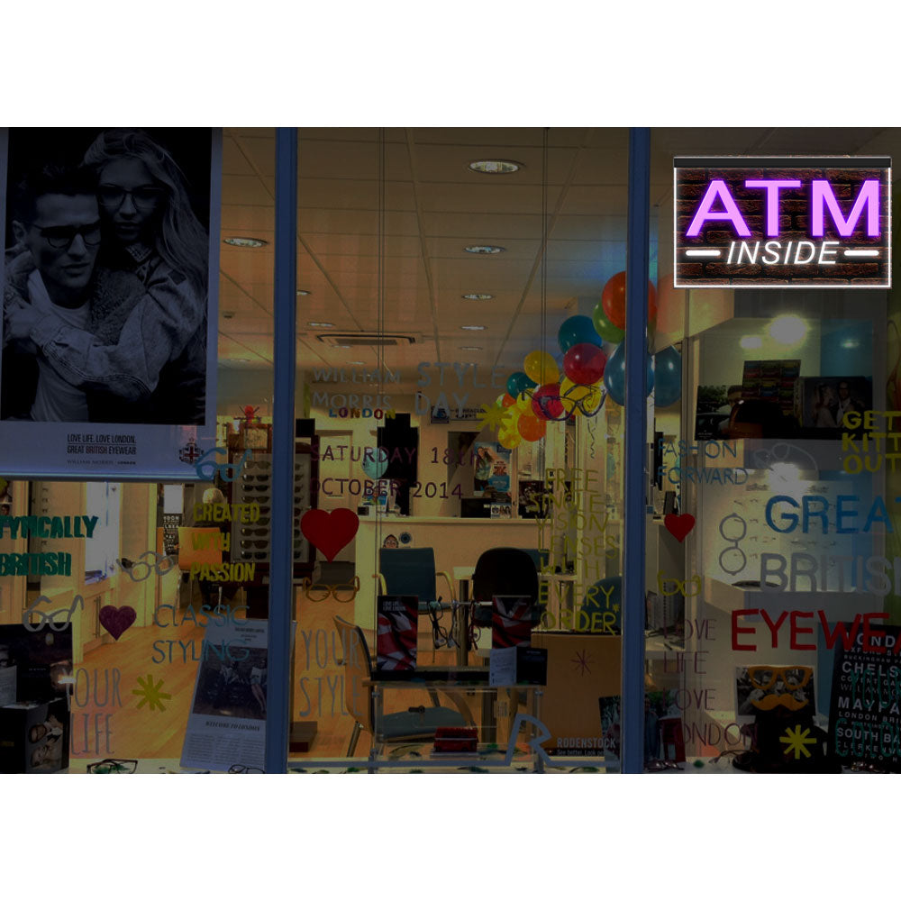 DC120049 ATM Inside 24 Hour Deposit Check Banking Home Decor Display illuminated Night Light Neon Sign Dual Color