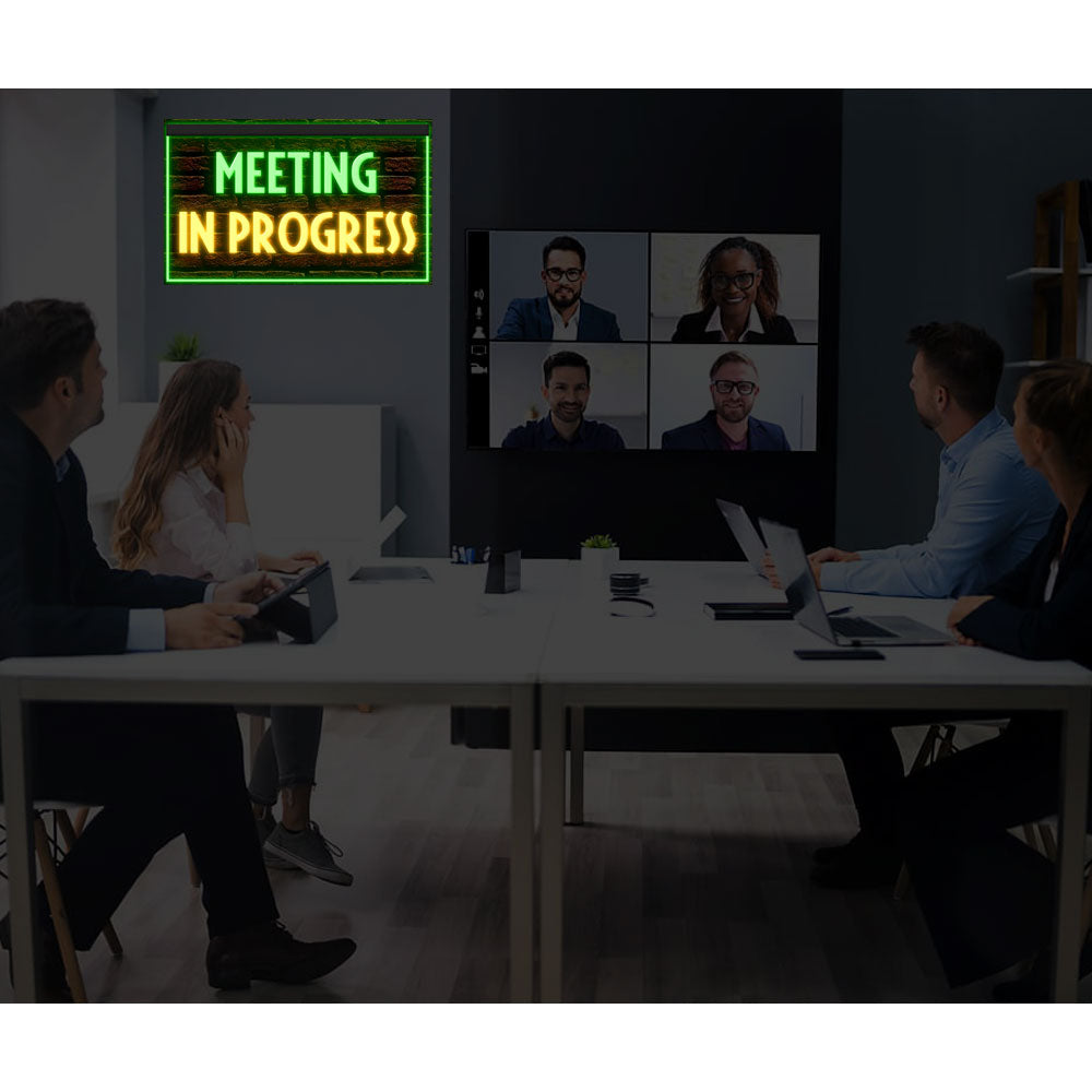 DC120175 Meeting in Progress Office Guests Quiet Home Decor Display illuminated Night Light Neon Sign Dual Color