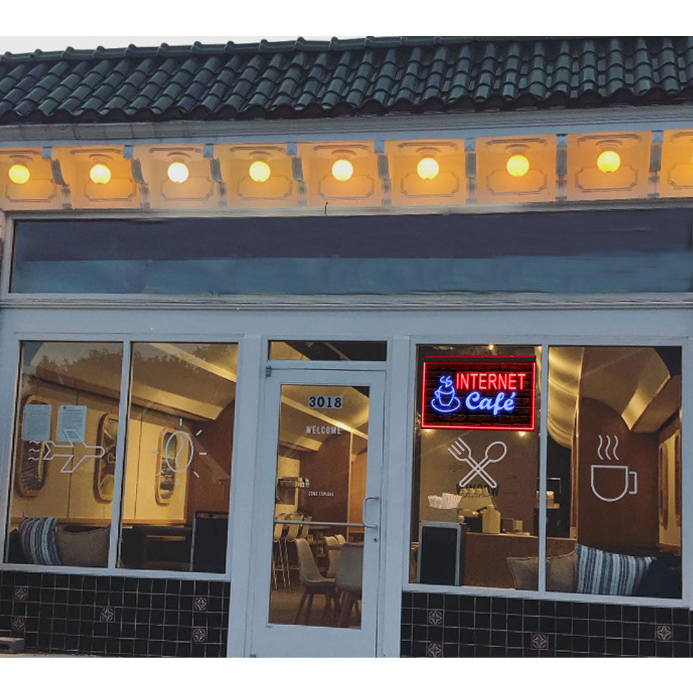 DC130014 OPEN Internet Cafe Bar Home Decor Display illuminated Night Light Neon Sign Dual Color