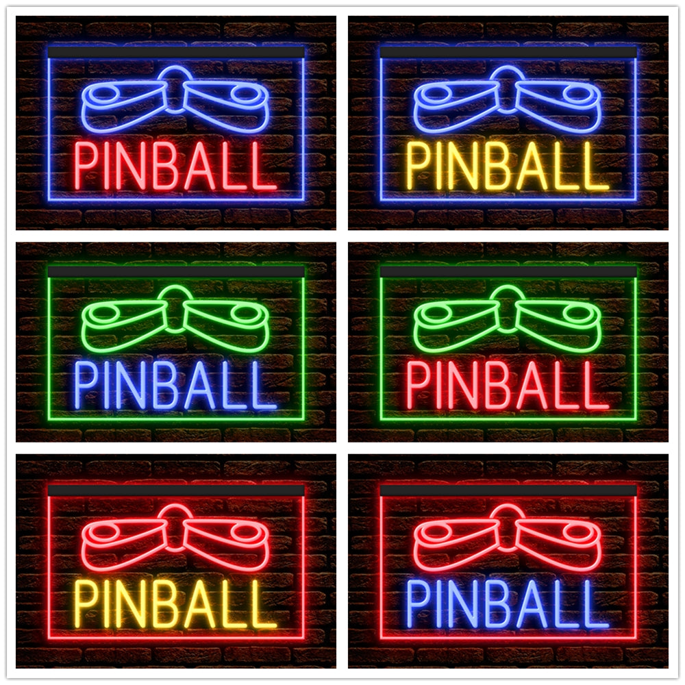 DC130028 Pinball Game Room Home Decor Display illuminated Night Light Neon Sign Dual Color