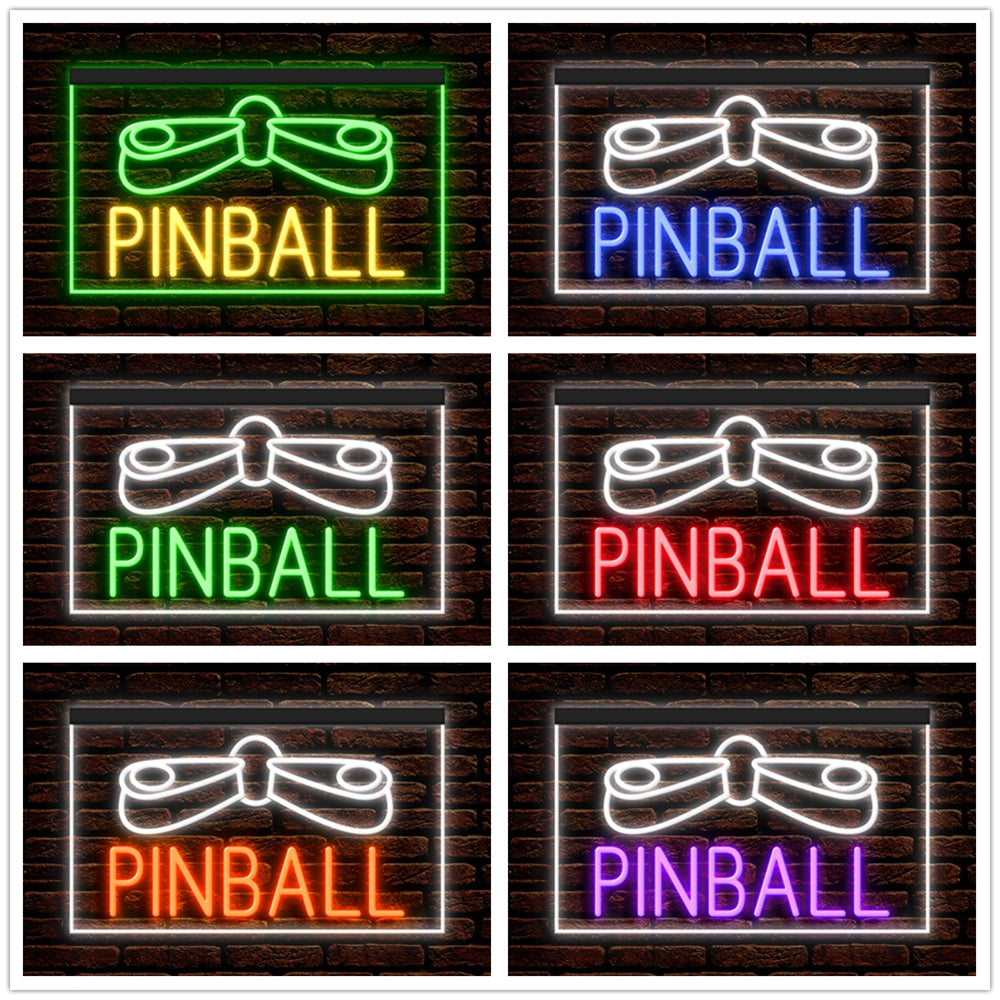 DC130028 Pinball Game Room Home Decor Display illuminated Night Light Neon Sign Dual Color