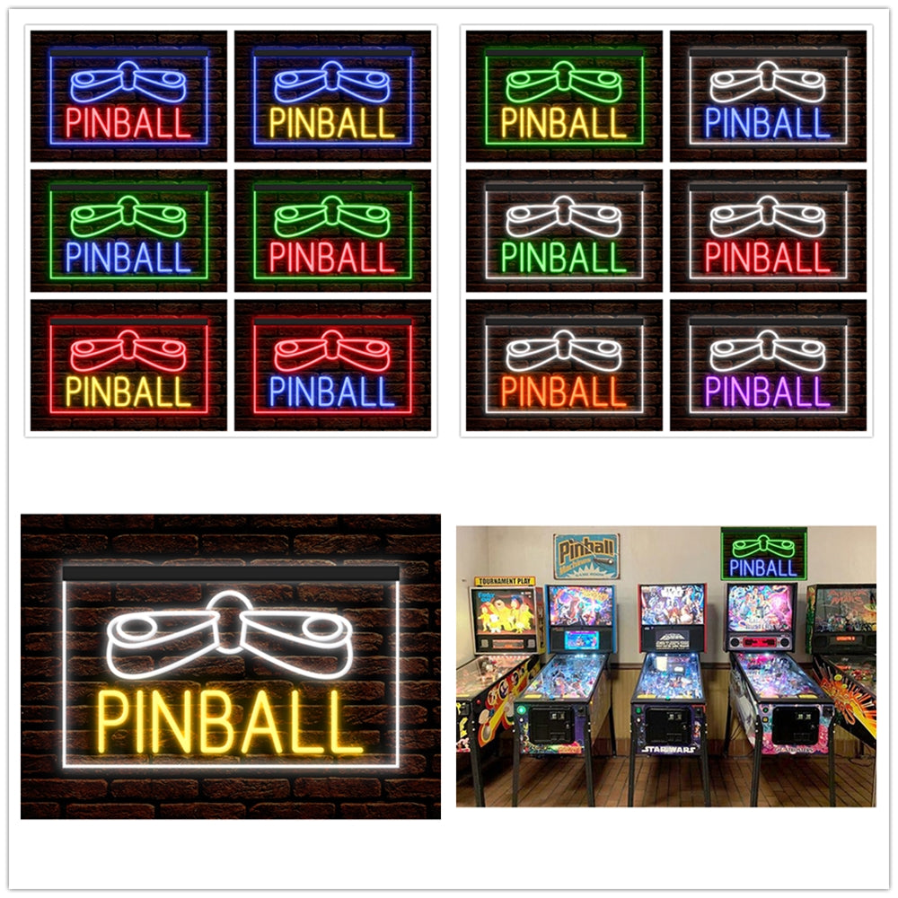 DC130028 Pinball Game Room Home Decor Display illuminated Night Light Neon Sign Dual Color
