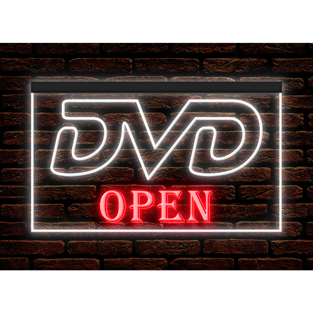 DC140007 DVD Open Disc Shop Video Movie CD Store Display illuminated Night Light Neon Sign Dual Color