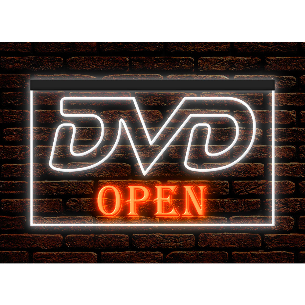 DC140007 DVD Open Disc Shop Video Movie CD Store Display illuminated Night Light Neon Sign Dual Color