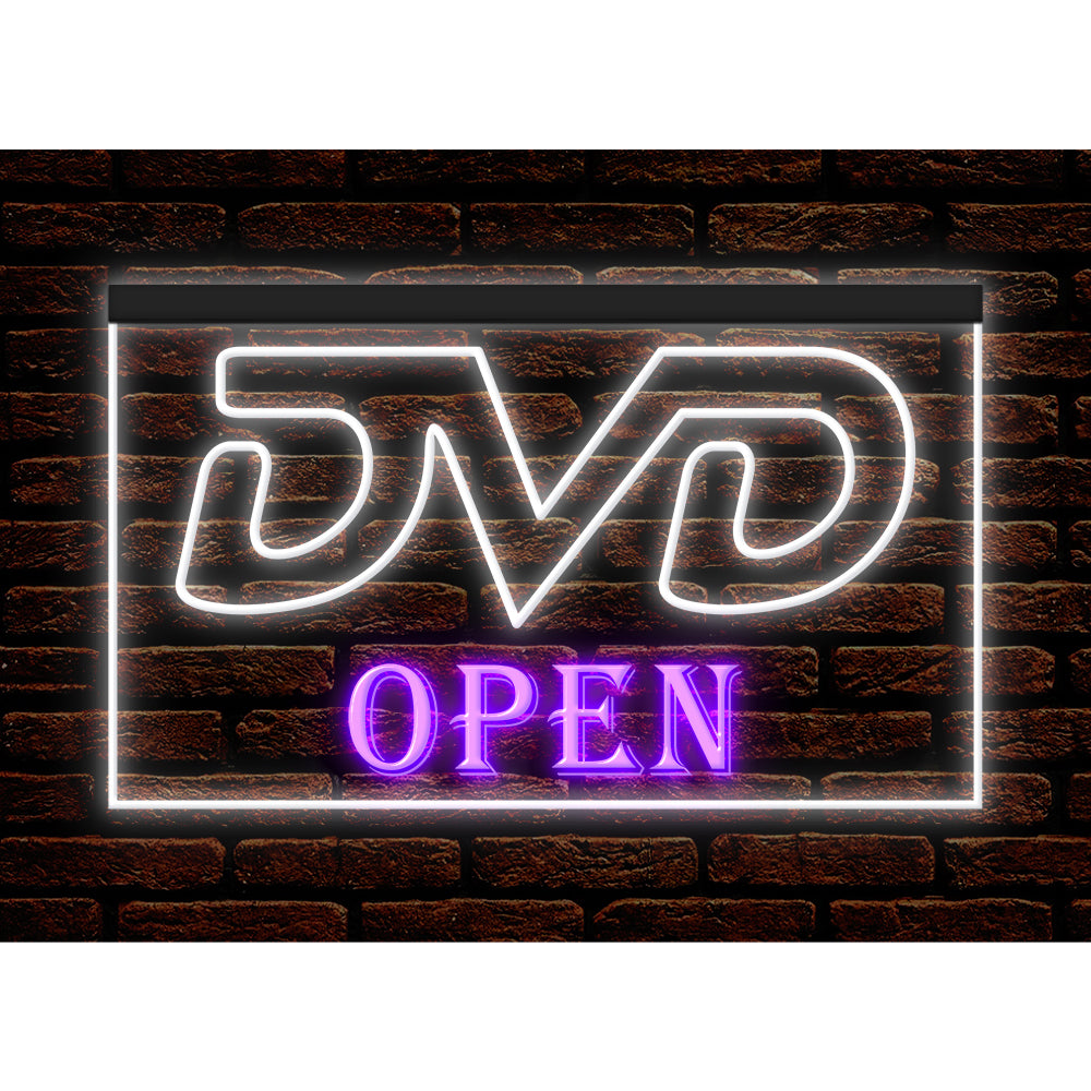 DC140007 DVD Open Disc Shop Video Movie CD Store Display illuminated Night Light Neon Sign Dual Color