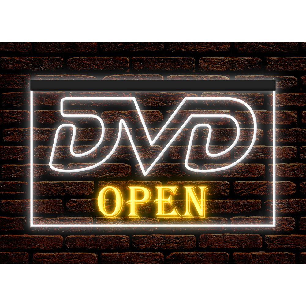 DC140007 DVD Open Disc Shop Video Movie CD Store Display illuminated Night Light Neon Sign Dual Color