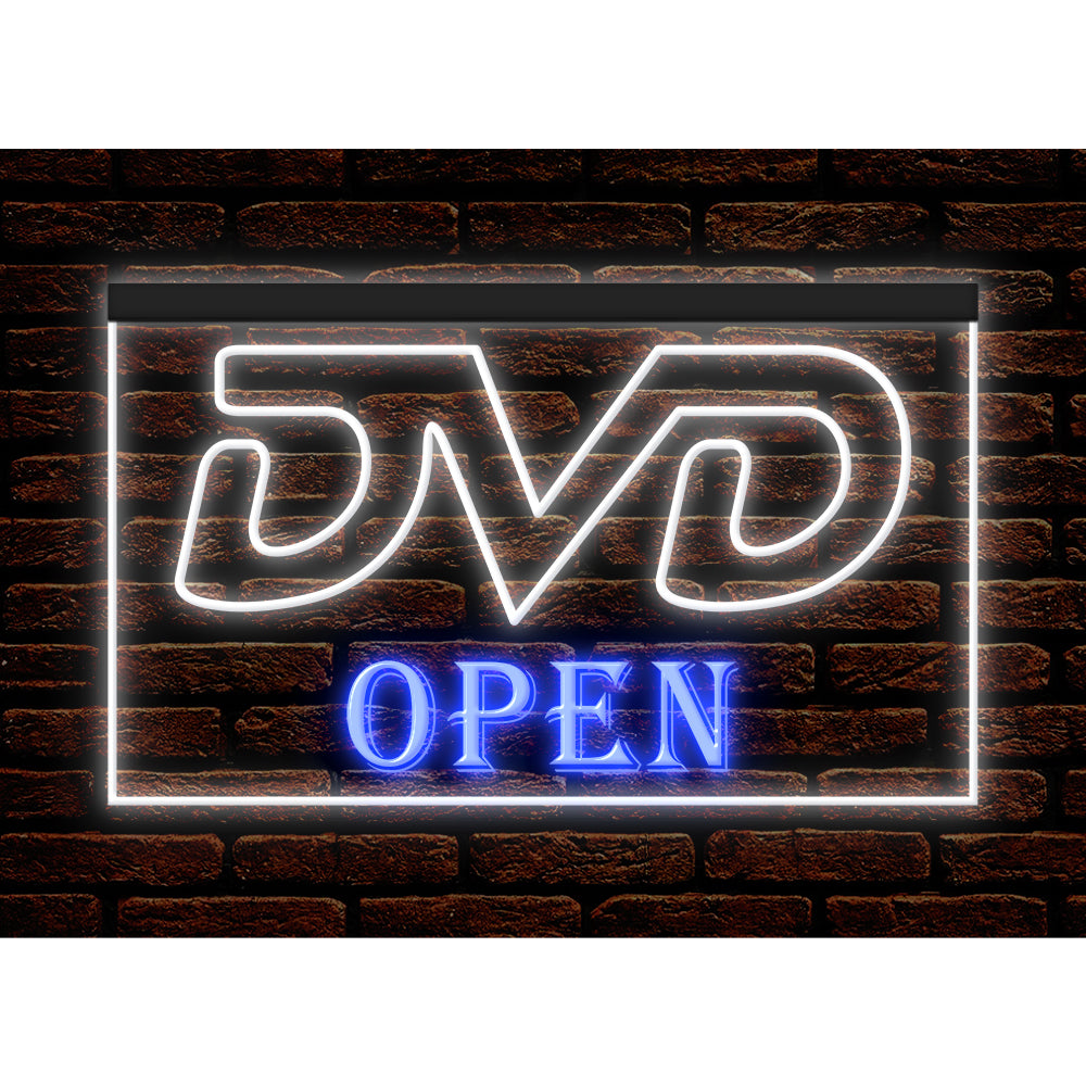 DC140007 DVD Open Disc Shop Video Movie CD Store Display illuminated Night Light Neon Sign Dual Color