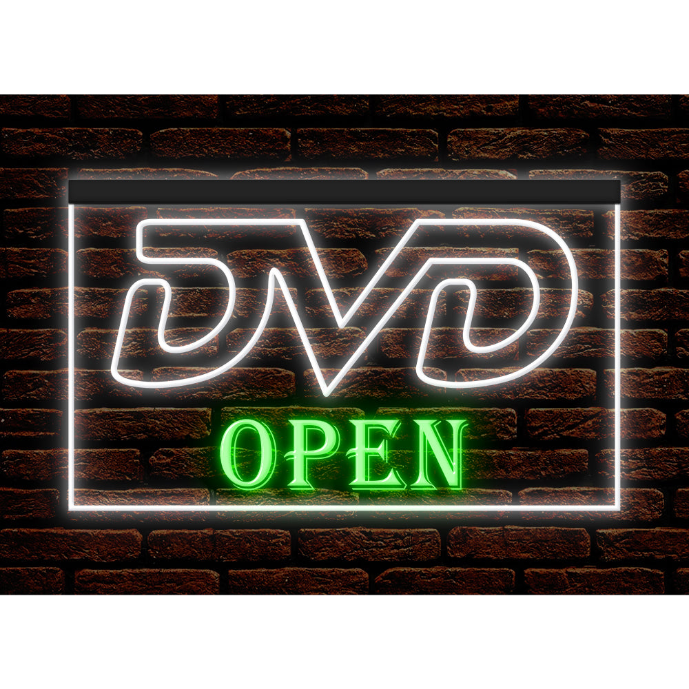 DC140007 DVD Open Disc Shop Video Movie CD Store Display illuminated Night Light Neon Sign Dual Color