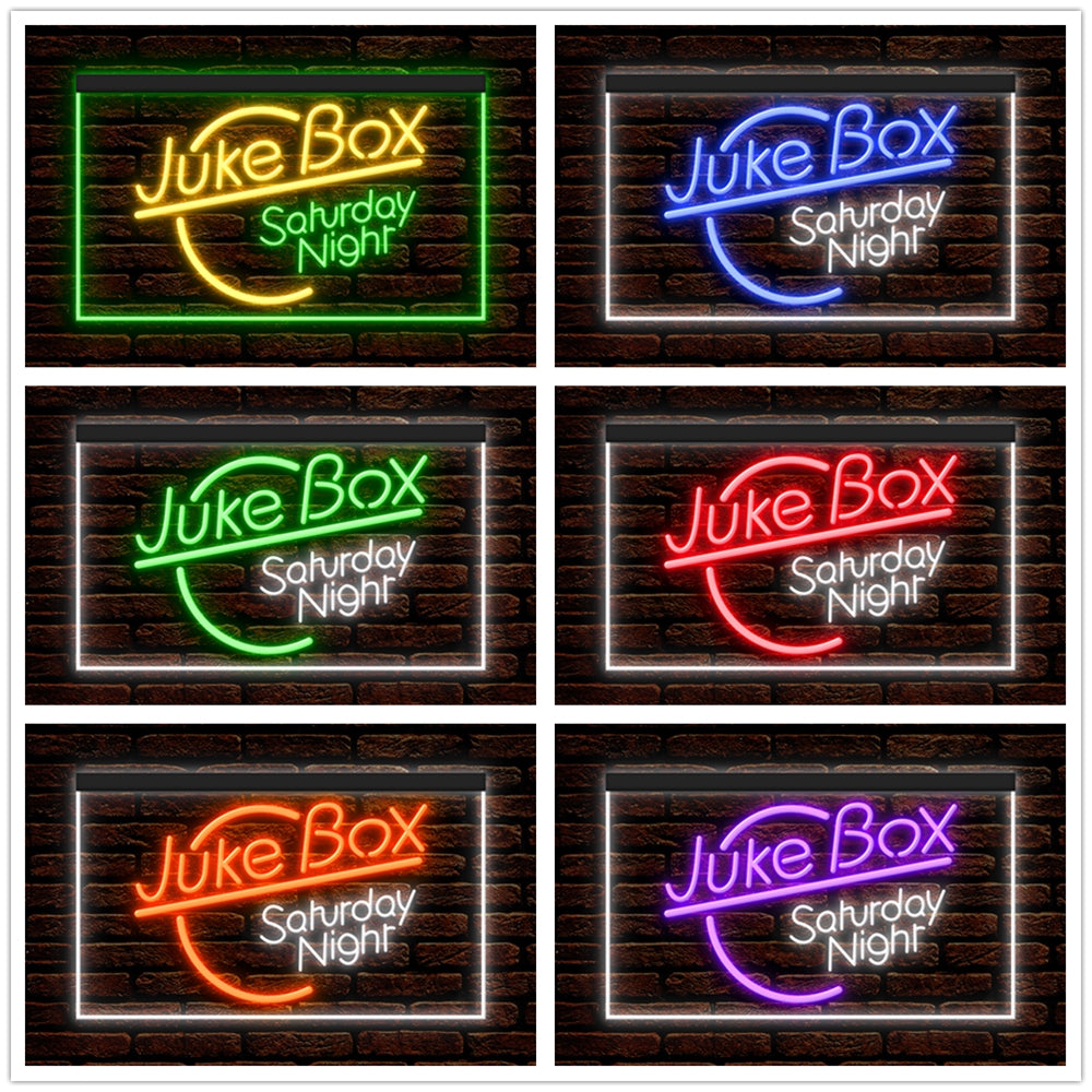 DC140011 Juke Box Saturday Night Bar Pub Shop Open Display illuminated Night Light Neon Sign Dual Color