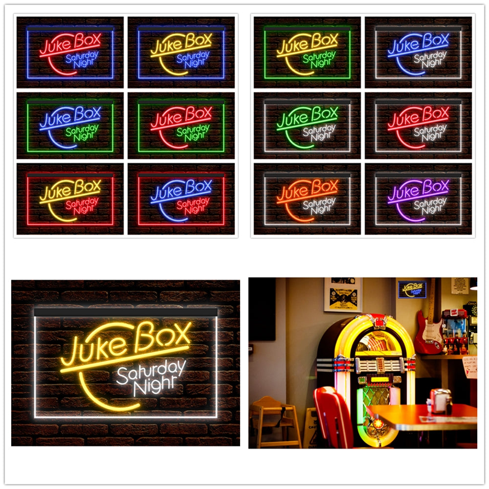 DC140011 Juke Box Saturday Night Bar Pub Shop Open Display illuminated Night Light Neon Sign Dual Color
