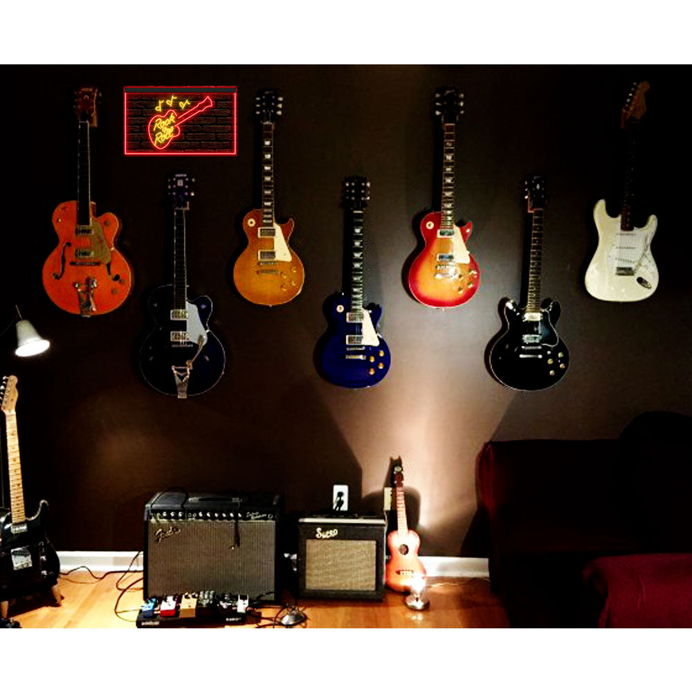 DC140031 Rock and Roll Music Guitar Bar Shop Open Display illuminated Night Light Neon Sign Dual Color