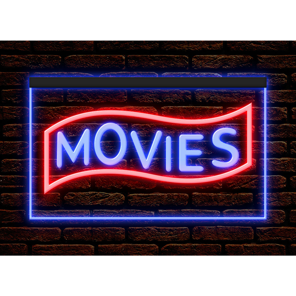 DC140089 Movies Home Theater Cinema DVD Shop Display illuminated Night Light Neon Sign Dual Color