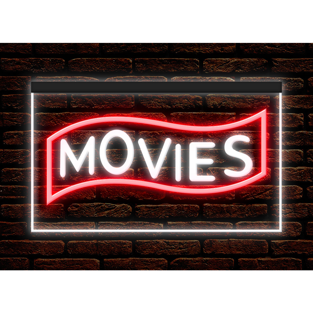 DC140089 Movies Home Theater Cinema DVD Shop Display illuminated Night Light Neon Sign Dual Color