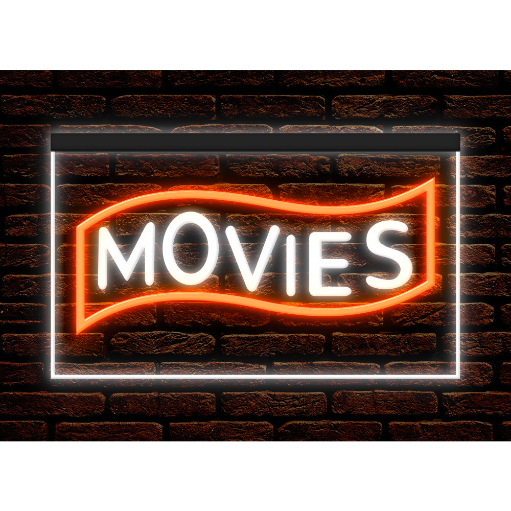 DC140089 Movies Home Theater Cinema DVD Shop Display illuminated Night Light Neon Sign Dual Color