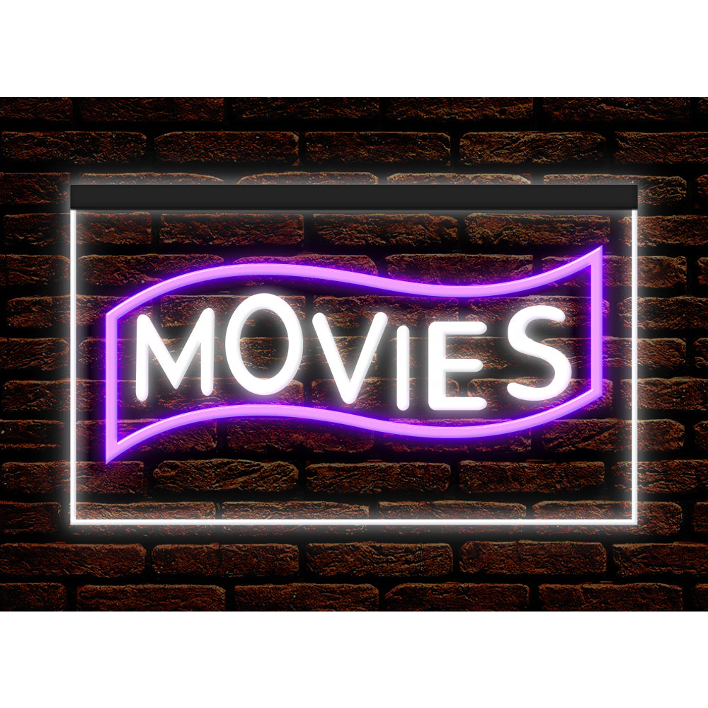 DC140089 Movies Home Theater Cinema DVD Shop Display illuminated Night Light Neon Sign Dual Color